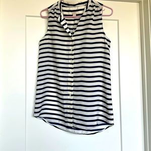 J.crew black and white striped sleeveless blouse